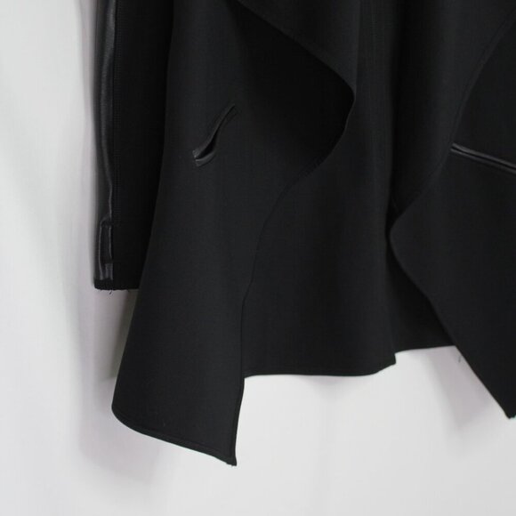 SPANX Faux Leather Convertible Jacket Black Coat Snap Drape Front Size XS - Picture 6 of 12